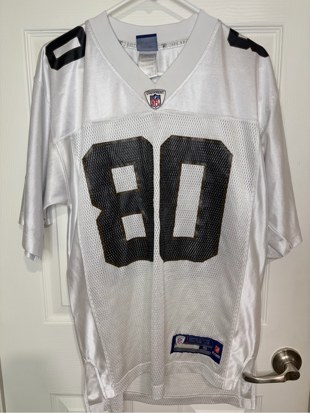 Equipment White Mesh Football Jersey with Black 80